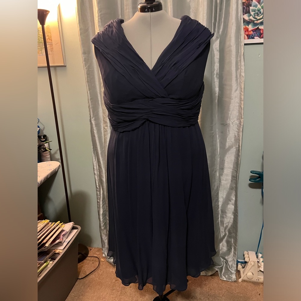Navy blue knee length dress
